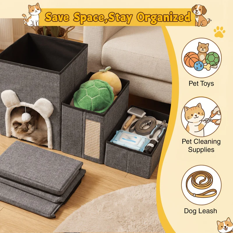 4/3 step pet stairs, suitable for high beds and sofas, non-slip bottom, sturdy support steps, soft buffer ramps, with storage function, perfect for elderly, injured cats and dogs, ideal gifts for pets, dog steps and ramps, dog accessories and supplies