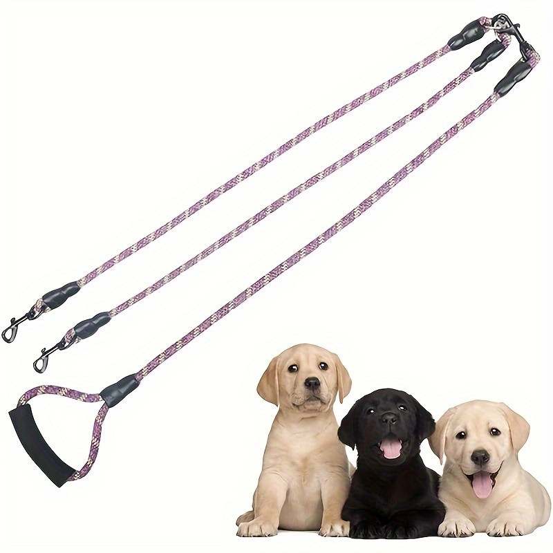 Wave Pattern Double Dog Leash - Removable, tangle-free nylon leash for two dogs on walks