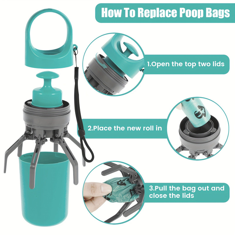 Pet toilet portable outdoor garbage bag dog toilet six-claw shovel dispenser