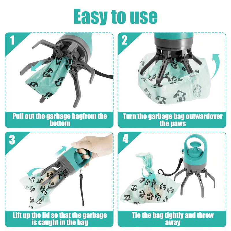 Pet toilet portable outdoor garbage bag dog toilet six-claw shovel dispenser
