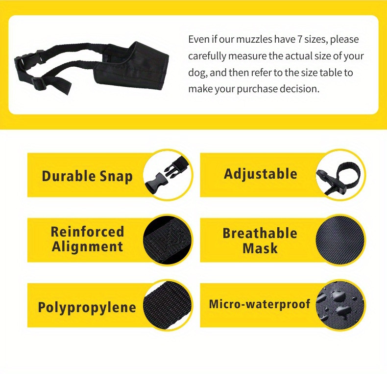 7件套可调节狗嘴罩,防咬防吠宠物犬面具,适用于小型至大型犬种,透气网眼设计,前开口,便于啃咬,水友好款式,宠物外出用品