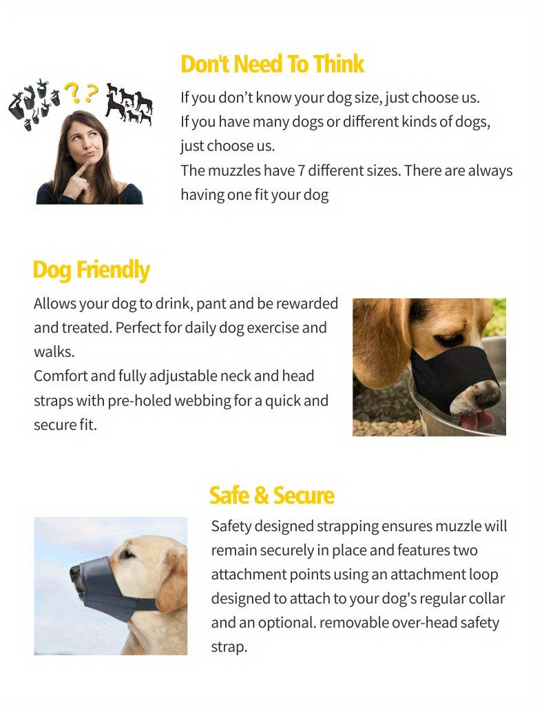 7件套可调节狗嘴罩,防咬防吠宠物犬面具,适用于小型至大型犬种,透气网眼设计,前开口,便于啃咬,水友好款式,宠物外出用品