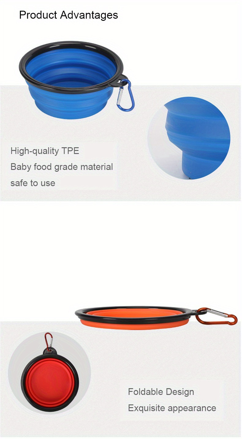 Pet supplies folding bowl portable pet folding bowl travel dog bowl dog basin 350ML dog food dog food cat food bowl water bowl telescopic dog bowl