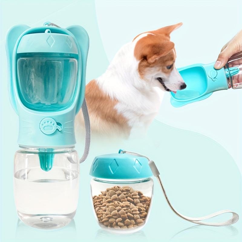 狗水瓶,便携式宠物水瓶带食物容器,户外便携式饮水器,适合猫、小狗、宠物散步、徒步旅行、旅行、小狗必需品、狗用品