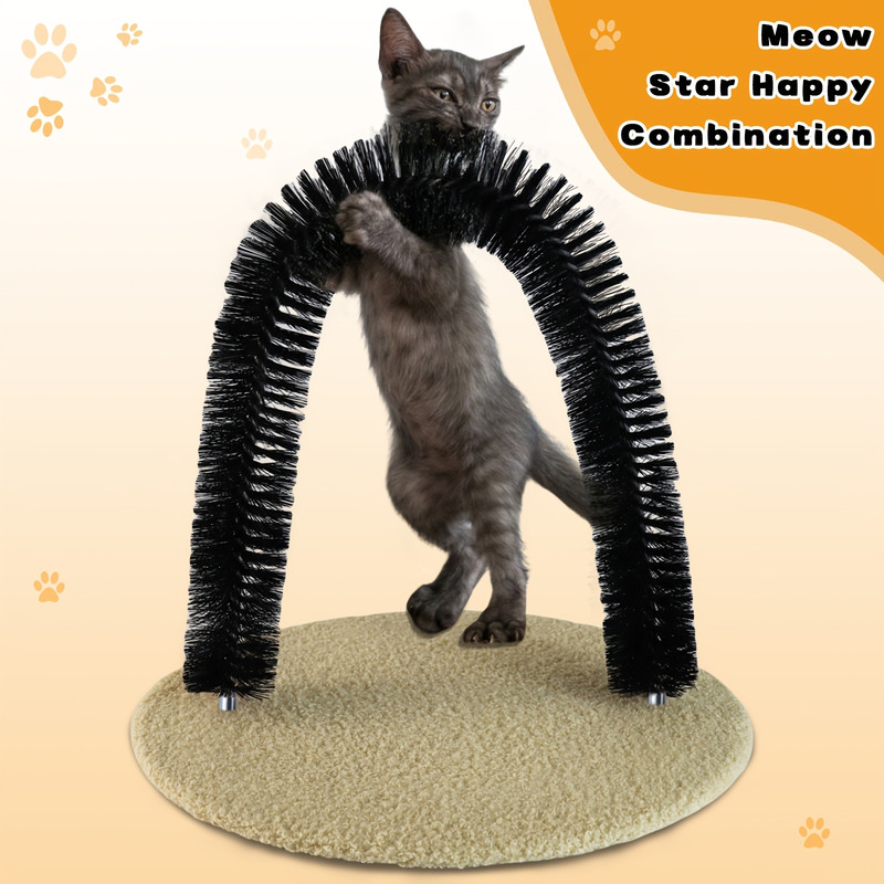 猫咪拱形自我梳理器猫咪按摩玩具,互动式猫咪脱毛刷带抓挠垫玩具,适用于室内猫咪
