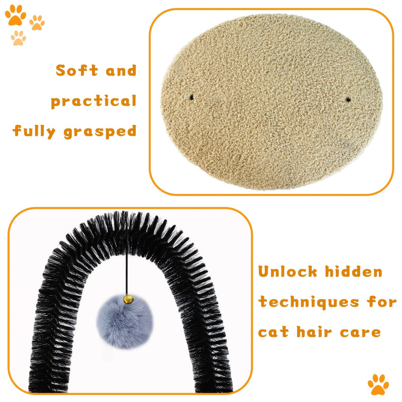 Cat Arch Self-Groomer Cat Massage Toy, Interactive Cat Shedding Brush with Scratching Pad Toy for Indoor Cats