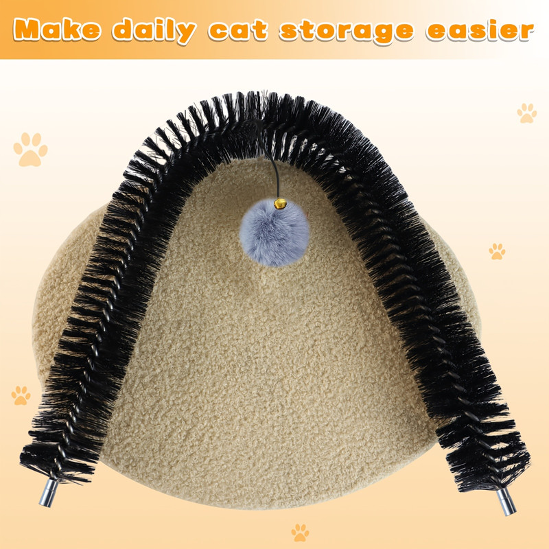 猫咪拱形自我梳理器猫咪按摩玩具,互动式猫咪脱毛刷带抓挠垫玩具,适用于室内猫咪