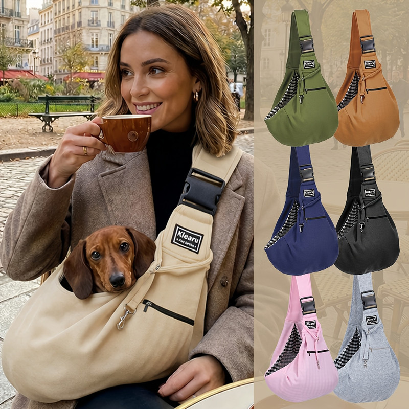 حقيبة كتف قابلة للتعديل للكلاب والقطط الصغيرة والمتوسطة الحجم وحقيبة نزهة للحيوانات الأليفة وحقيبة ظهر قابلة للطي وحزام مسامي للسفر في الهواء الطلق وإبزيم محمول قابل للتعديل بوزن 16 رطل/7.5 كجم