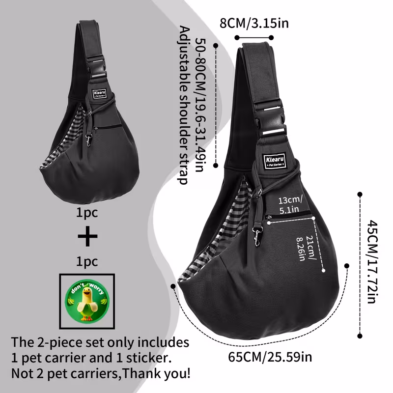 2-piece set - black (one pet backpack + 1 sticker)