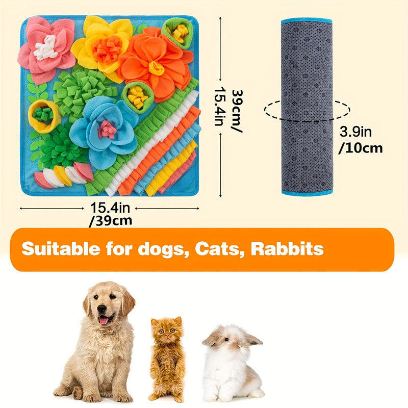 Small pet sniffing mat, dog puzzle mat, training mat, pet cat and dog slow feeding mat to relieve stress, two colors available - 4