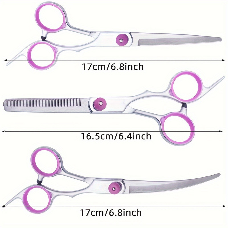 5-in-1 Professional Canine Grooming Scissor Set with Curved Shears and Comb | Stainless Steel, Universal Handheld, 6.5" Blade Length, Pet Hair Trimming Set for Cats and Dogs - 4