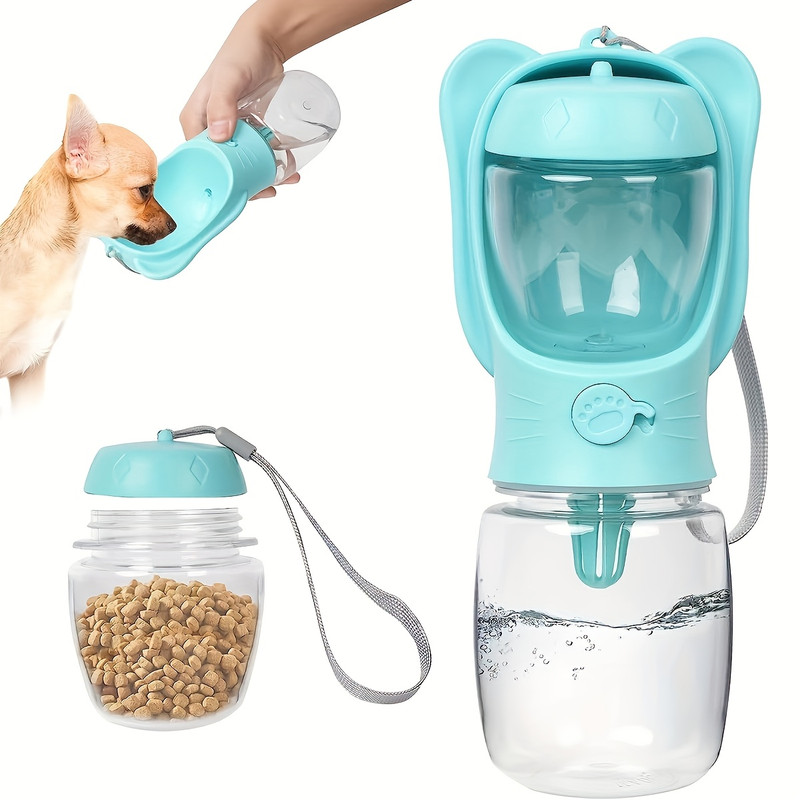 Dog Water Bottle, Portable Pet Water Bottle with Food Container, Outdoor Portable Water Fountain for Cats, Puppies, Pet Walking, Hiking, Travel, Puppy Necessities, Dog Supplies - 2