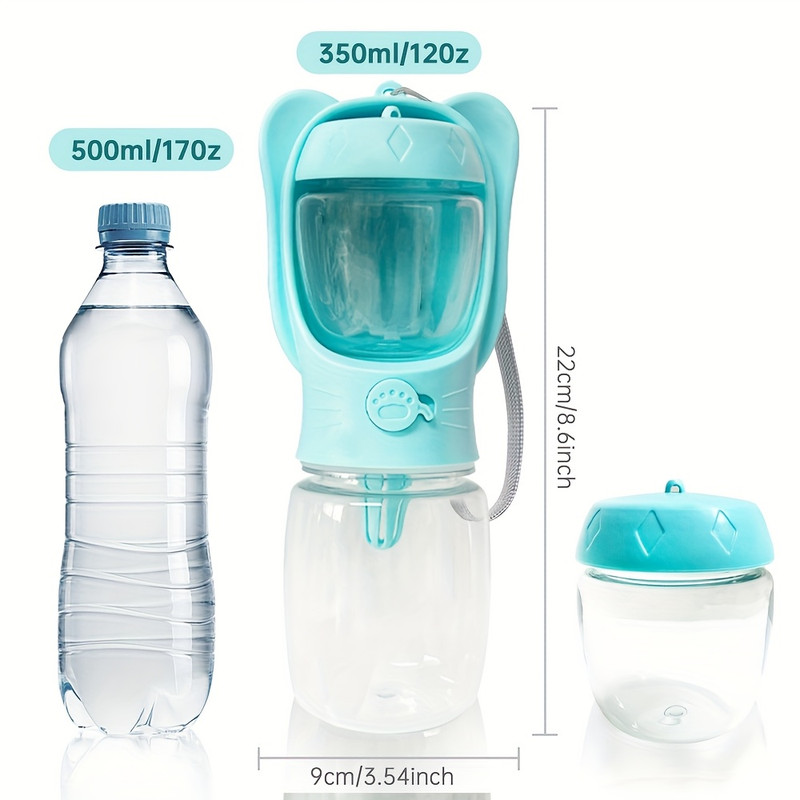 Dog Water Bottle, Portable Pet Water Bottle with Food Container, Outdoor Portable Water Fountain for Cats, Puppies, Pet Walking, Hiking, Travel, Puppy Necessities, Dog Supplies - 3