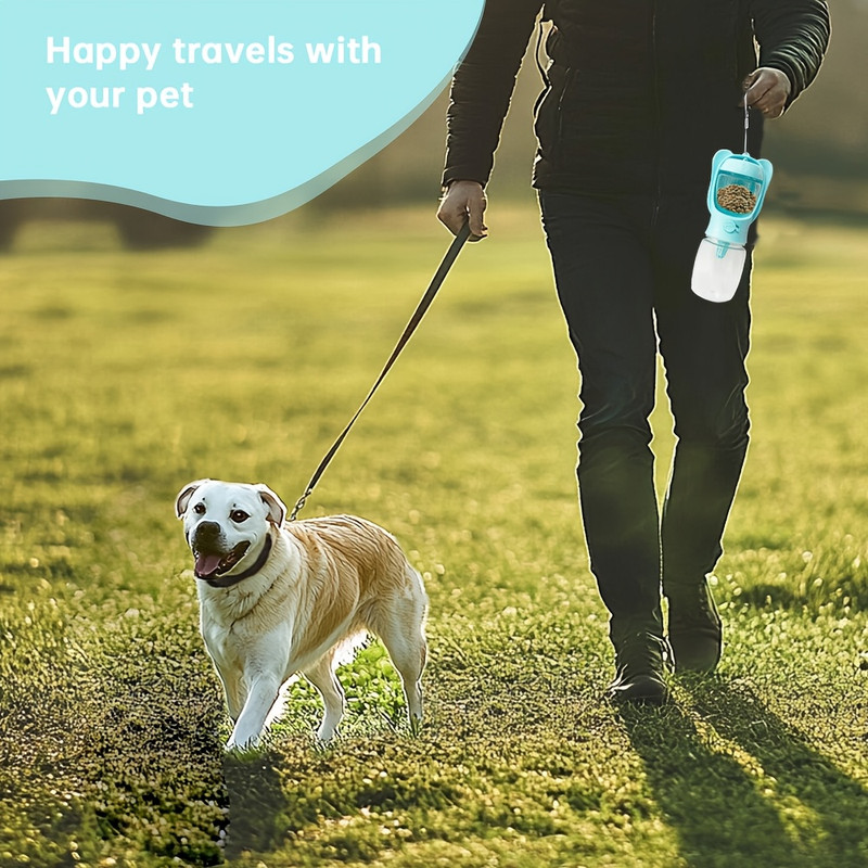 Dog Water Bottle, Portable Pet Water Bottle with Food Container, Outdoor Portable Water Fountain for Cats, Puppies, Pet Walking, Hiking, Travel, Puppy Necessities, Dog Supplies - 8
