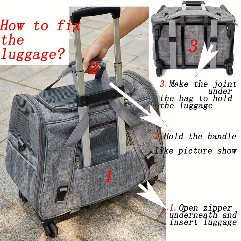 1-for-2 Cat Pack: The ultimate wheeled cat transporter for your furry friends! - 4