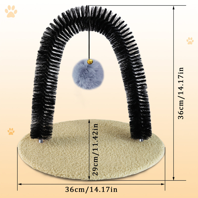 Cat Arch Self-Groomer Cat Massage Toy, Interactive Cat Hair Removal Brush with Scratching Pad Toy for Indoor Cats - 2