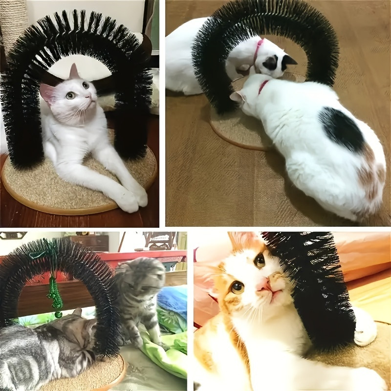 Cat Arch Self-Groomer Cat Massage Toy, Interactive Cat Hair Removal Brush with Scratching Pad Toy for Indoor Cats - 6