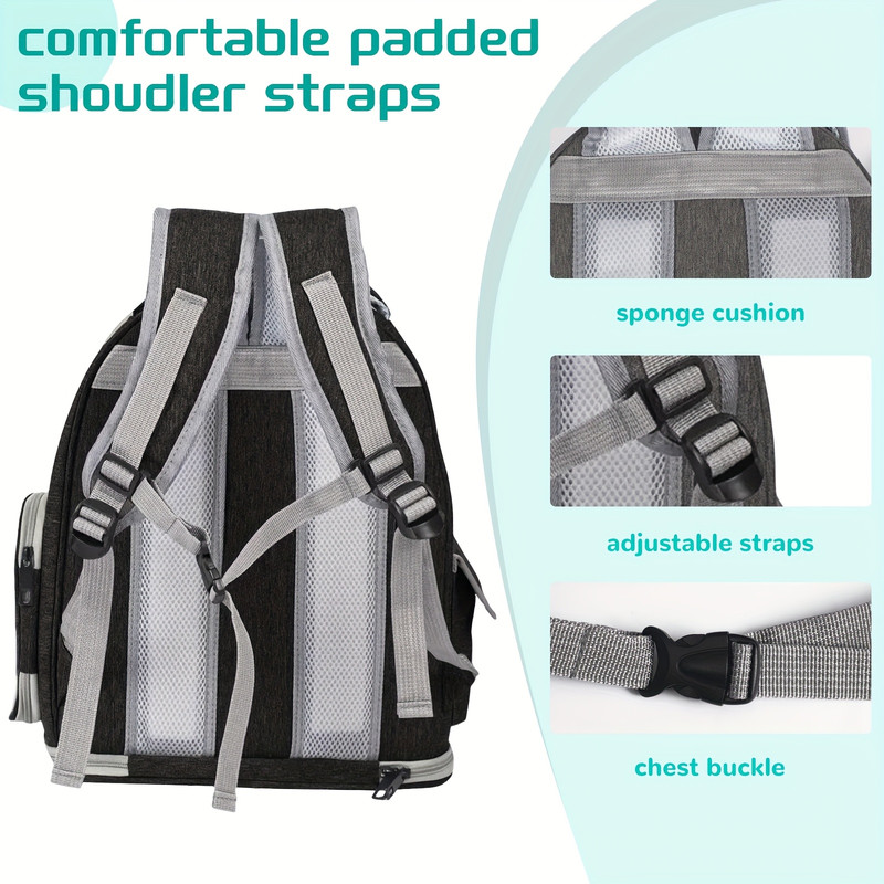 Breathable Clear Cat Bag Backpack with Bubble Viewing Window - All Seasons Plane/Train/Car Travel Cat Bag, Zipper/Cat Door Entry, Space Capsule Cat Bag, Durable (Fits All Cat Breeds/Sizes) - 4